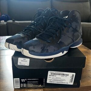 Jordan Super.Fly 4 Navy and White Athletic Shoes